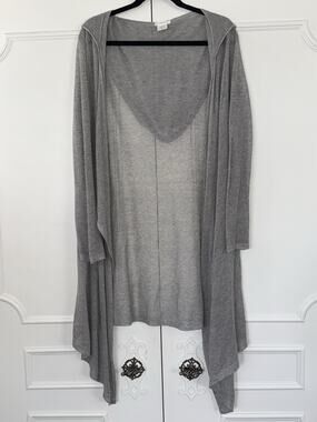 Shimera Light Knit Hooded Athleisure Active Wear Cardigan Grey Sz S